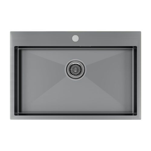 Кухонная мойка PAULMARK KRONER 75, PM217551-GM, вороненая сталь, 750х510мм