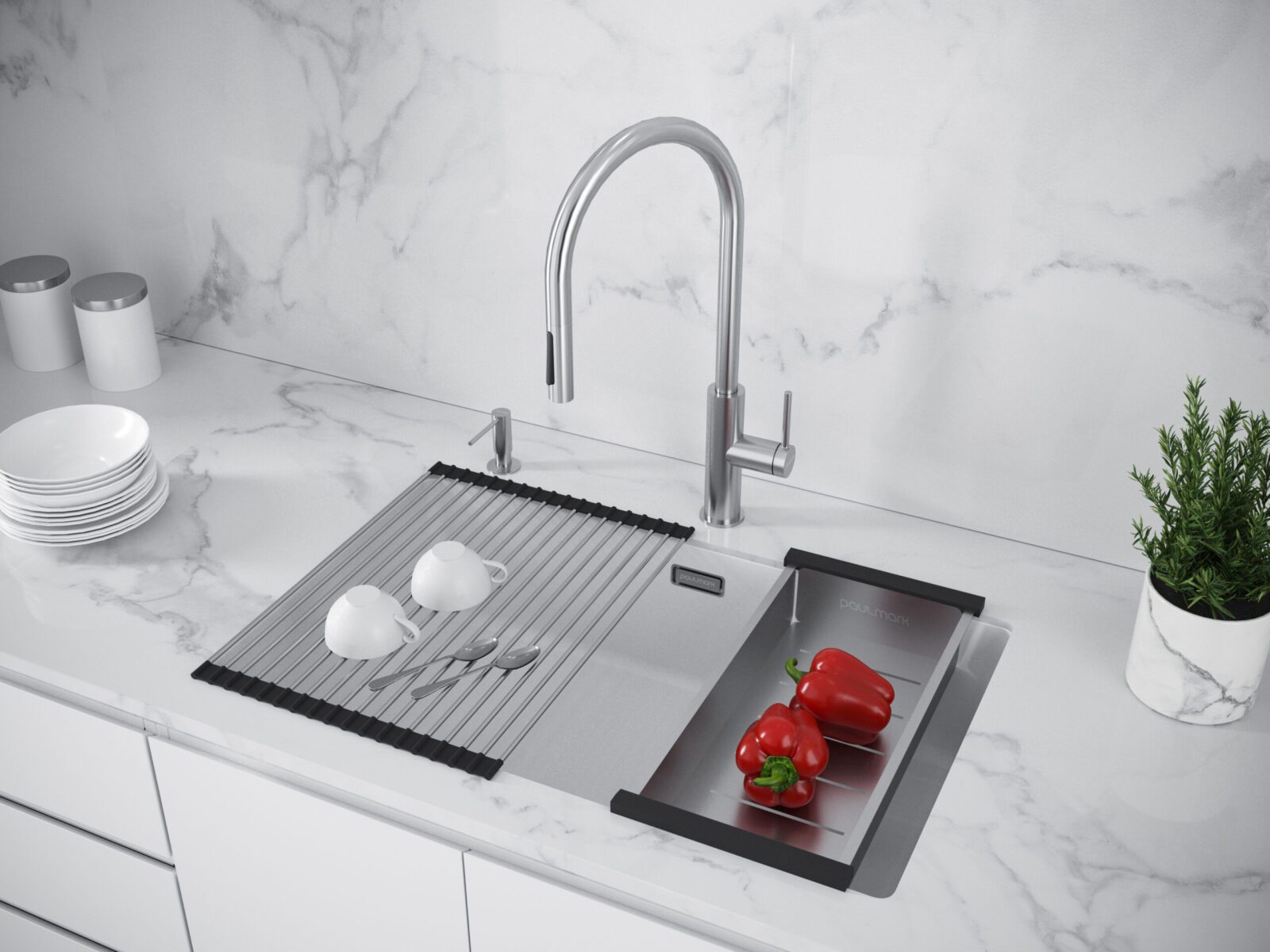 Кухонная мойка PAULMARK LUMI 74UNI-SKEW, LU74SK-AN, антрацит, 740х460 — изображение 3