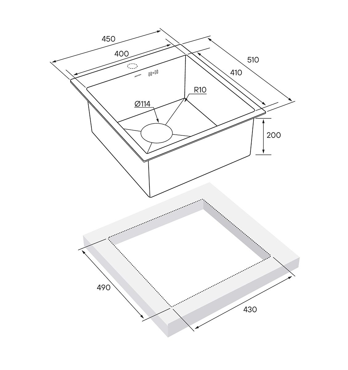 Кухонная мойка PAULMARK KRONER 45, PM214551-BG, брашированное золото, 450х510мм — изображение 4