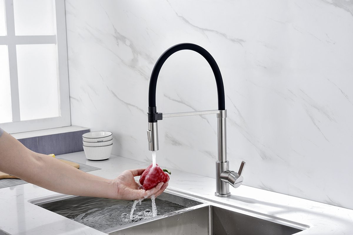 Смеситель для кухни с гибким изливом PAULMARK HALT, никель, Ha214021-Ni — изображение 2