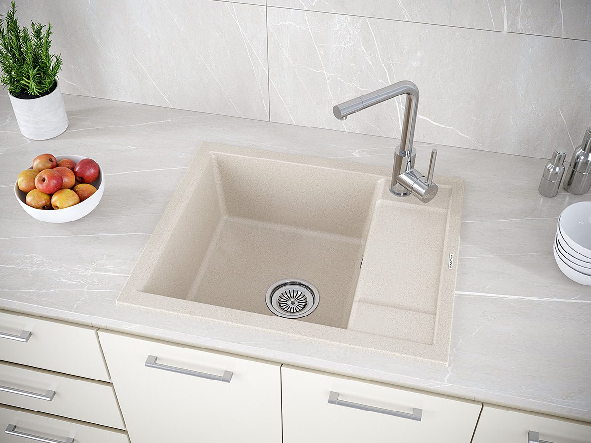 Кухонная мойка PAULMARK FLUGEN 50-600, PM216050-BE, бежевый, 600х500 — изображение 3