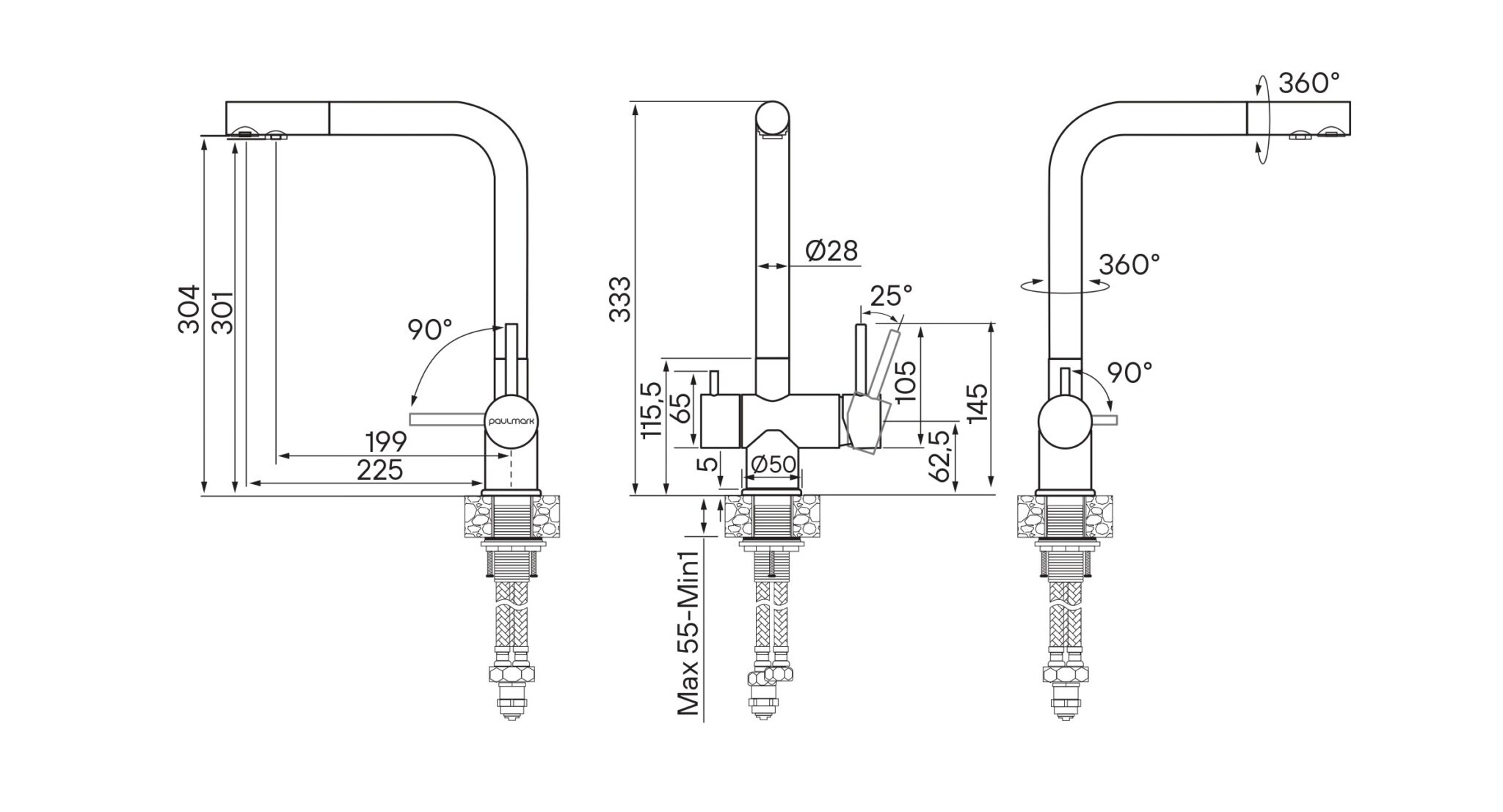 Смеситель для кухни под фильтр PAULMARK SKALEN, антрацит, Sk213020-401 — изображение 5