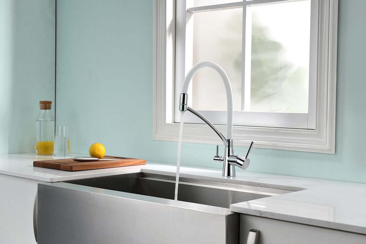 Смеситель для кухни под фильтр PAULMARK SIEGEN, хром, белый излив, Si213111-CRw — изображение 3