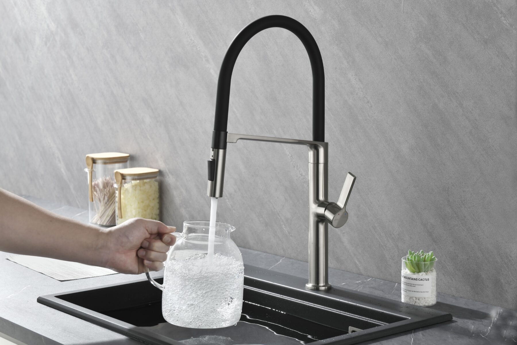 Смеситель для кухни с гибким изливом PAULMARK BARREL, брашированная сталь, Ba214029-BS — изображение 5