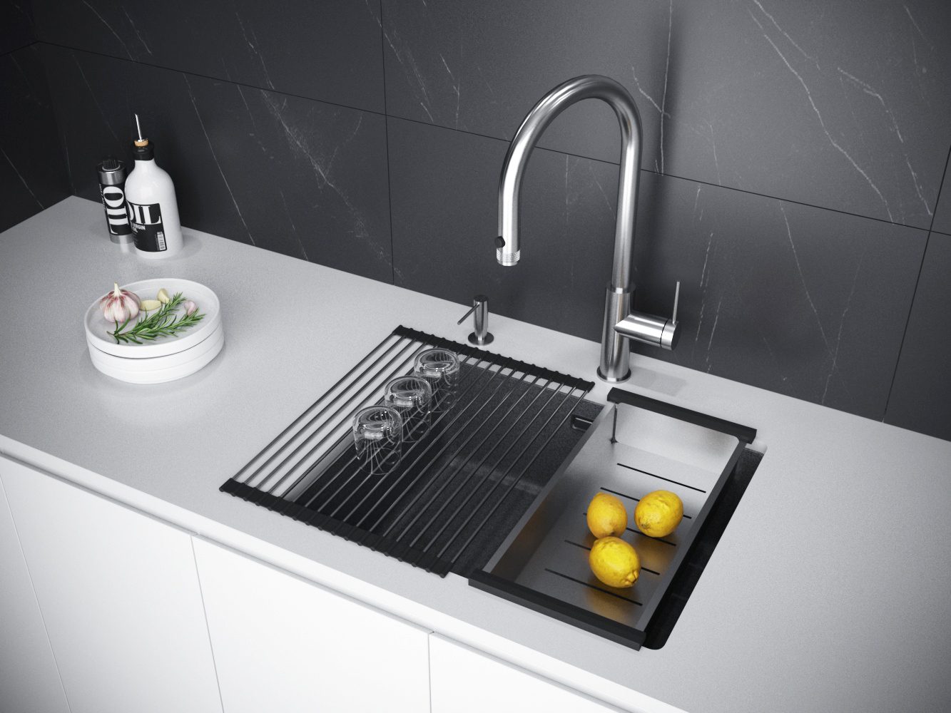 Кухонная мойка PAULMARK LUMI 55UNI, LU55-BL, черный, 555х460 — изображение 4