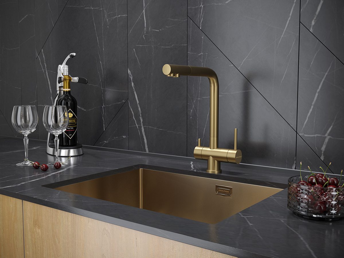 Смеситель для кухни под фильтр PAULMARK SKALEN, брашированное золото, Sk213020-BG — изображение 2