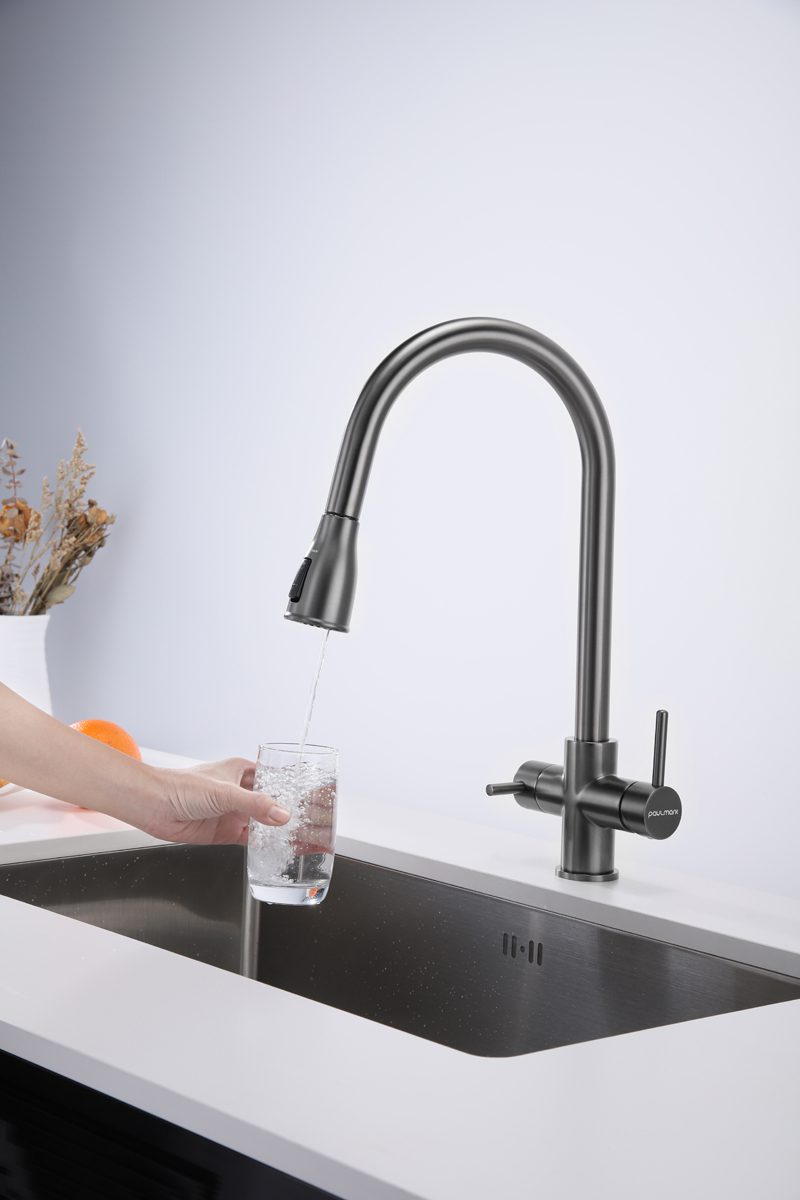 Смеситель для кухни под фильтр PAULMARK LANGE, вороненая сталь, La214212-GM — изображение 5