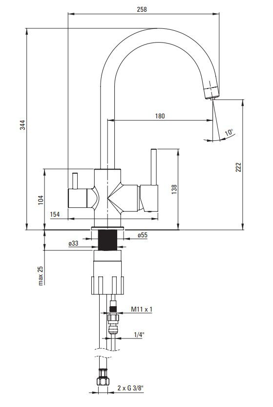 Смеситель для кухни под фильтр DEANTE NERO, чёрный, BCH N64M — изображение 2