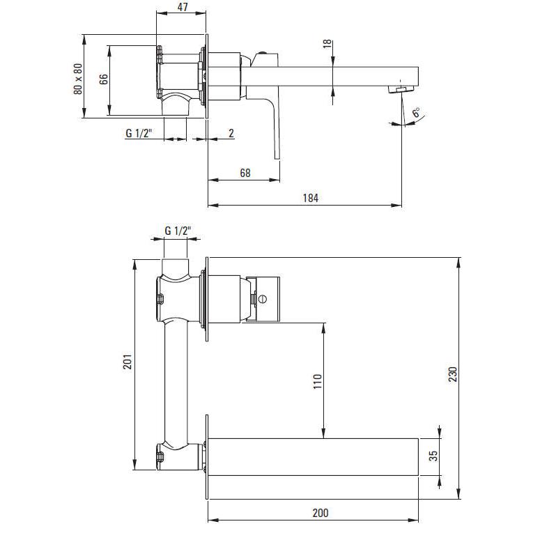 Смеситель скрытого монтажа для умывальника DEANTE ANEMON NERO, чёрный, BBZ N54L — изображение 4