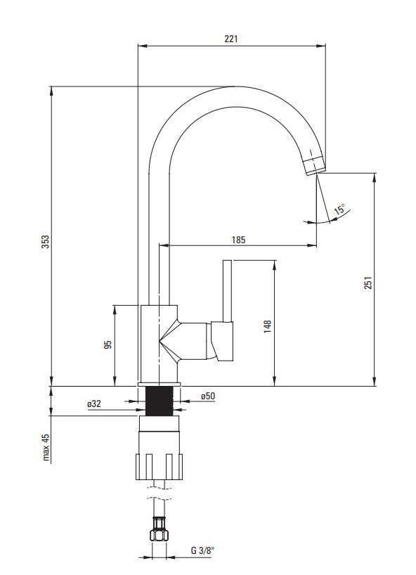 Cмеситель для кухни DEANTE MILIN, белый, BEU W62M — изображение 4
