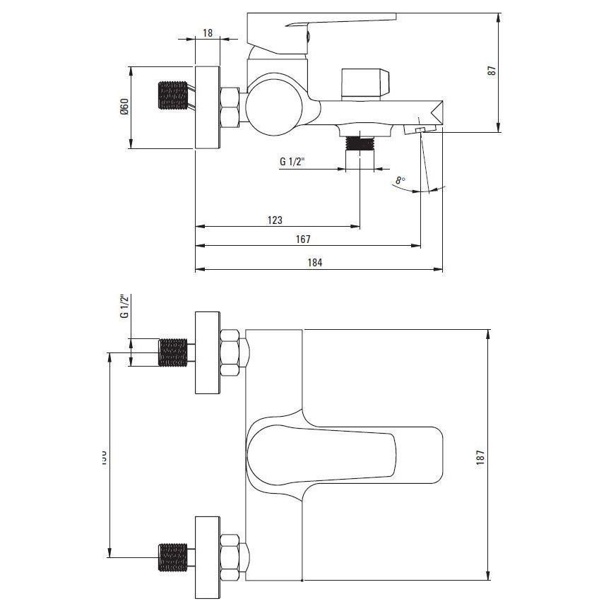 Смеситель для ванны DEANTE TUBO c комплектом, BUT 011M — изображение 3