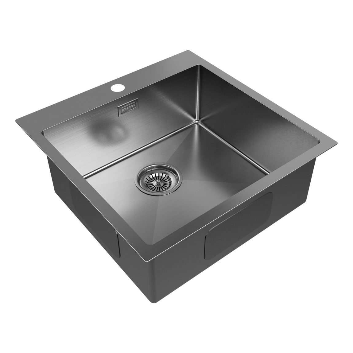 Кухонная мойка PAULMARK KRONER 51, PM215151-GM, вороненая сталь, 510х510мм — изображение 2