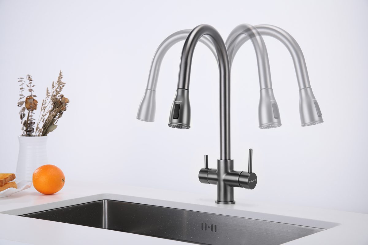 Смеситель для кухни под фильтр PAULMARK LANGE, вороненая сталь, La214212-GM — изображение 7