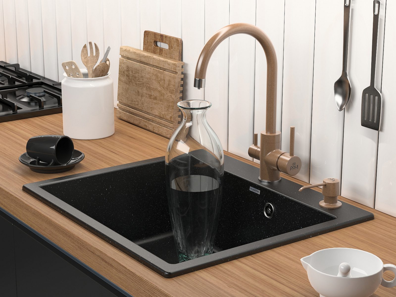 Кухонная мойка PAULMARK KANTE 60, PM106052-BL, черный, 600х520 мм — изображение 3