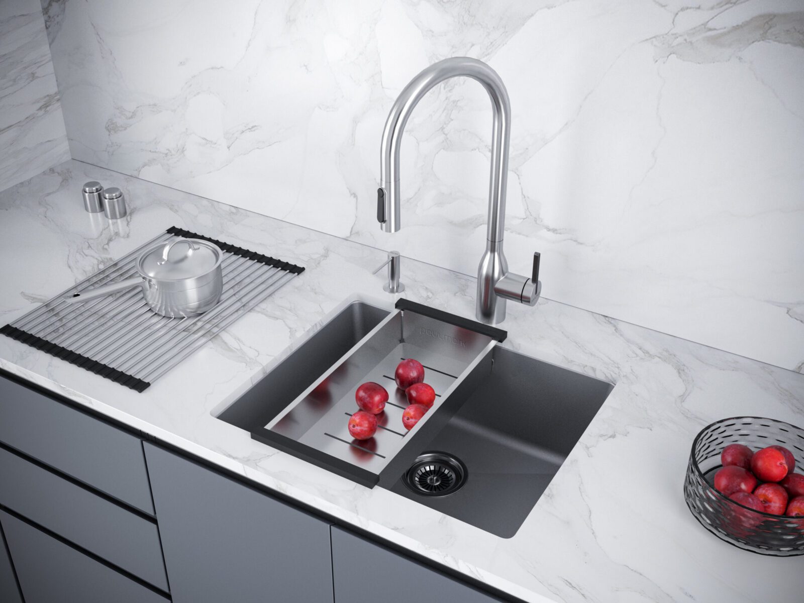 Кухонная мойка PAULMARK LUMI 55UNI, LU55-WH, белый, 555х460 — изображение 4