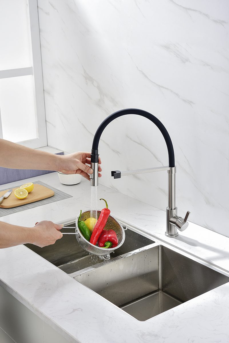Смеситель для кухни с гибким изливом PAULMARK HALT, никель, Ha214021-Ni — изображение 5
