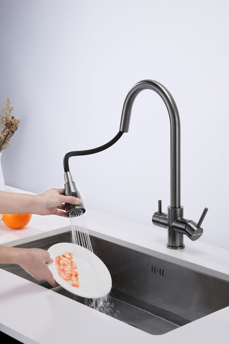 Смеситель для кухни под фильтр PAULMARK LANGE, вороненая сталь, La214212-GM — изображение 6