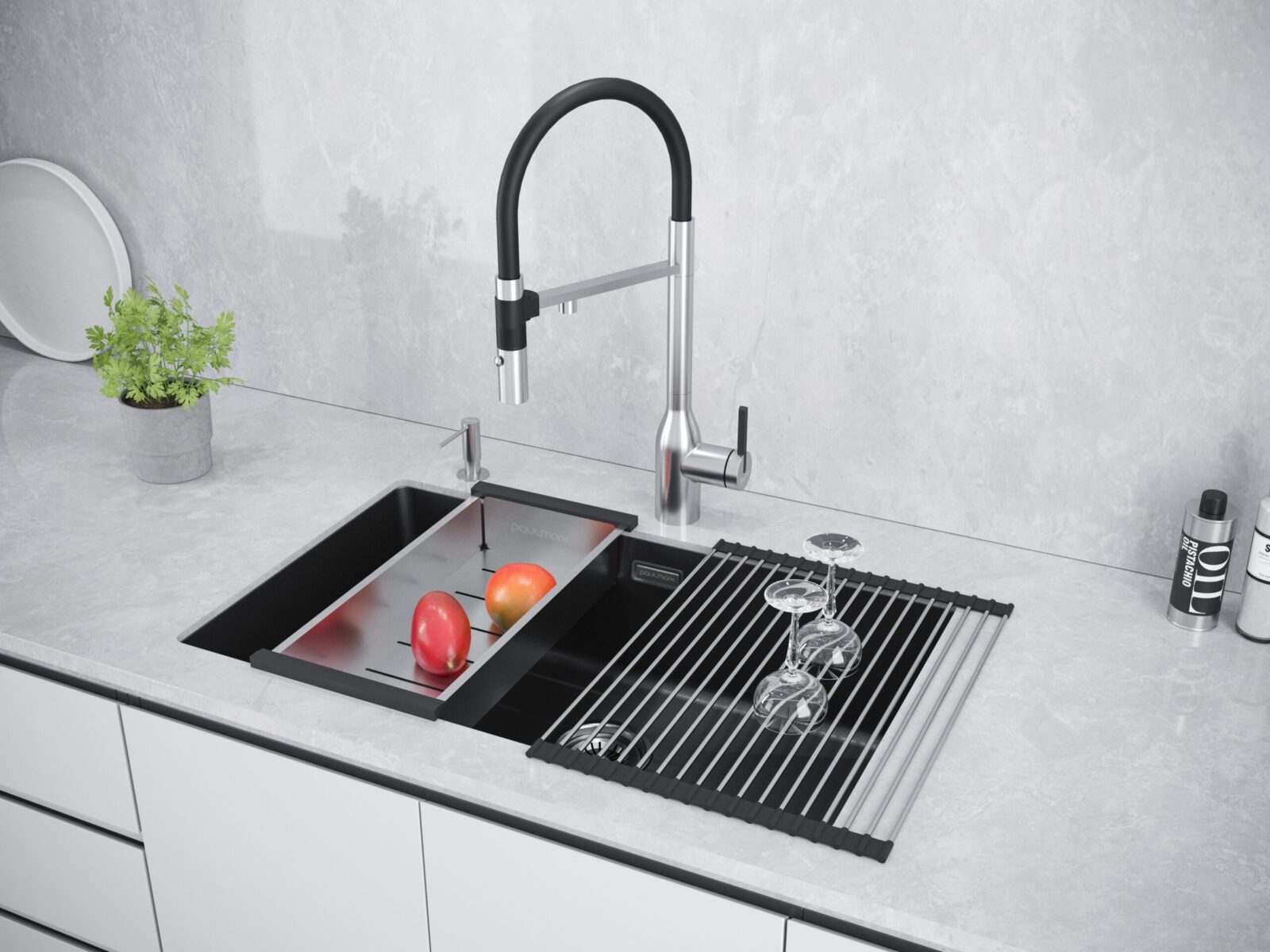 Кухонная мойка PAULMARK LUMI 74UNI, LU74-AN, антрацит, 740х460 — изображение 4