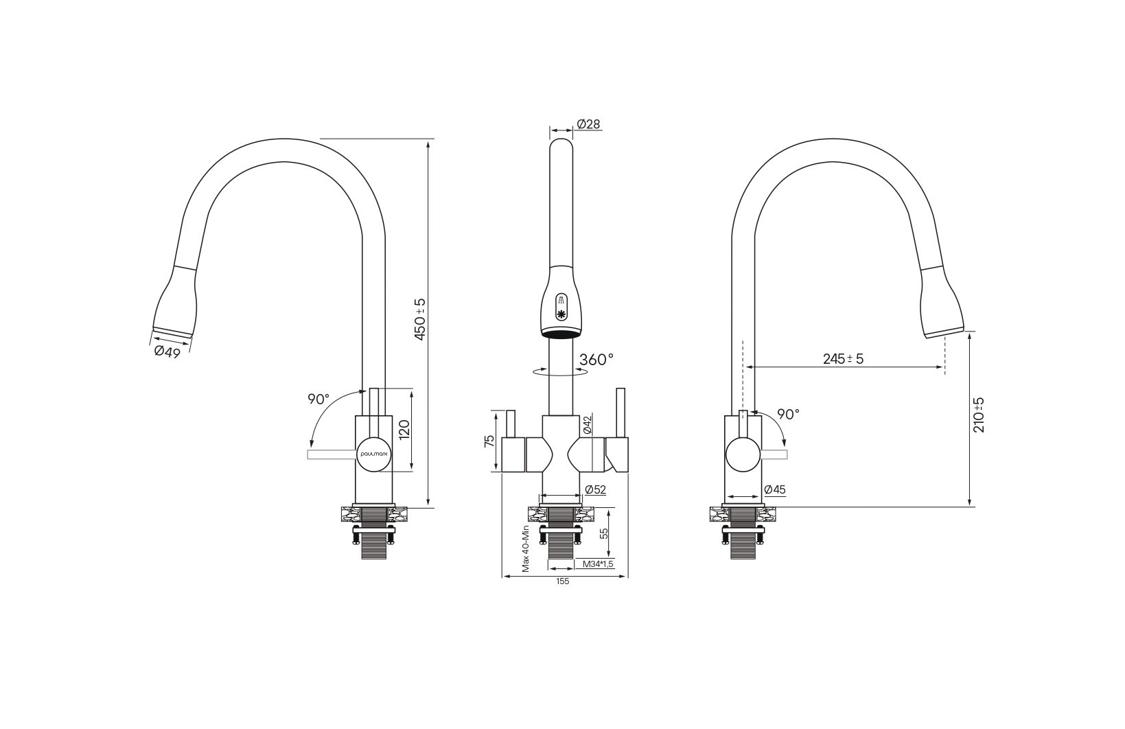 Смеситель для кухни под фильтр PAULMARK LANGE, хром, La214212-CR — изображение 9