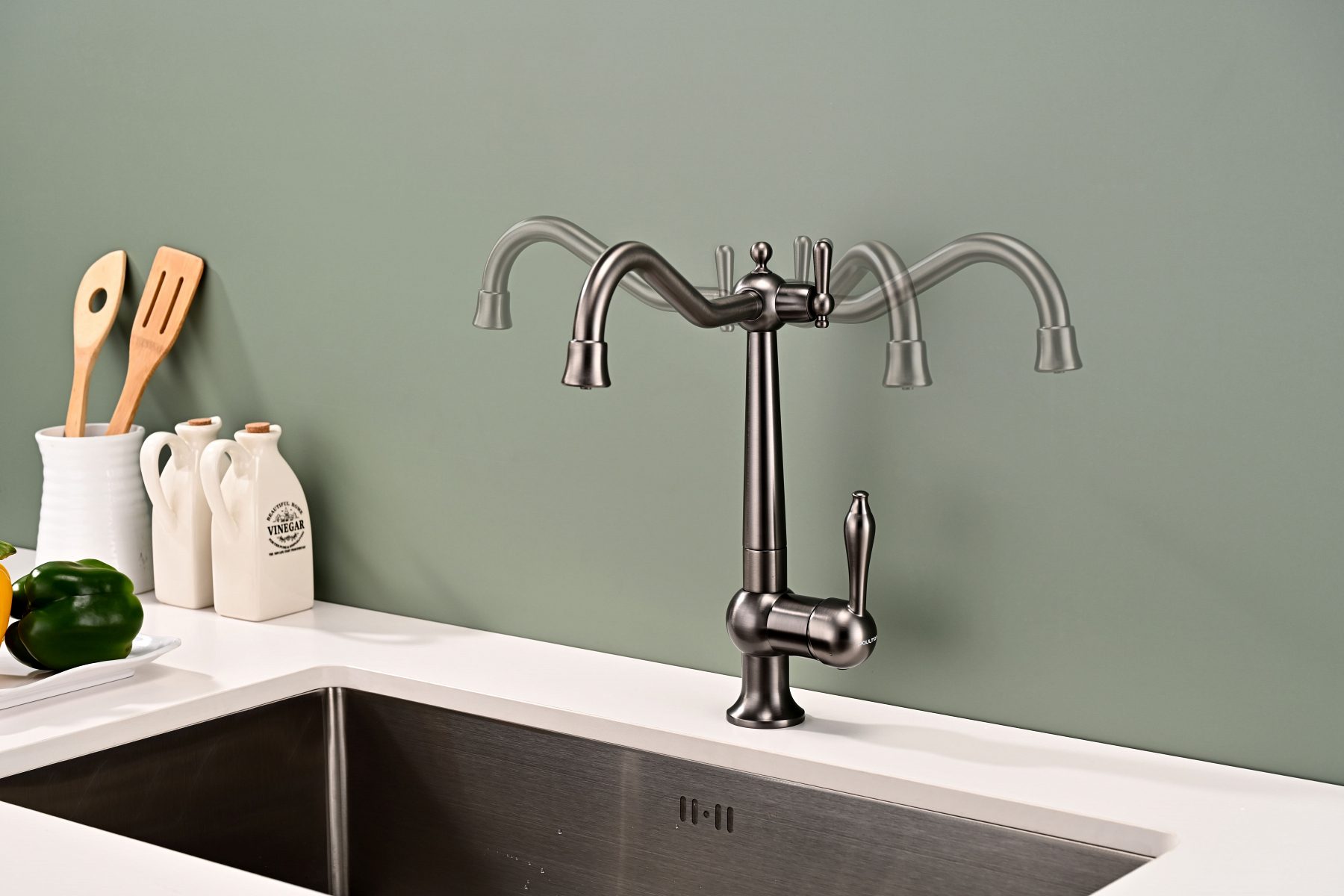 Смеситель для кухни под фильтр PAULMARK RETRO, вороненая сталь, Re213226-GM — изображение 2