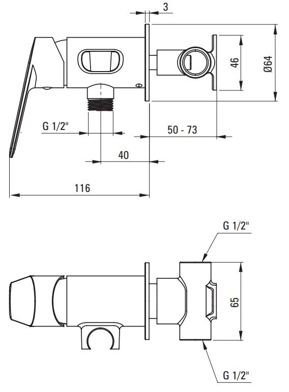 Смеситель скрытого монтажа для гигиенического душа DEANTE JASMIN NERO BGJ N34M — изображение 2