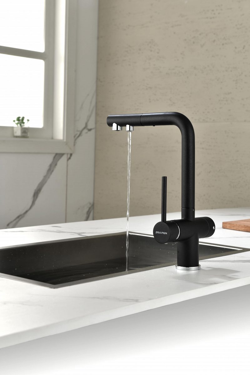 Смеситель для кухни под фильтр PAULMARK SERPENTINE, черный металлик, Se213222-418 — изображение 8