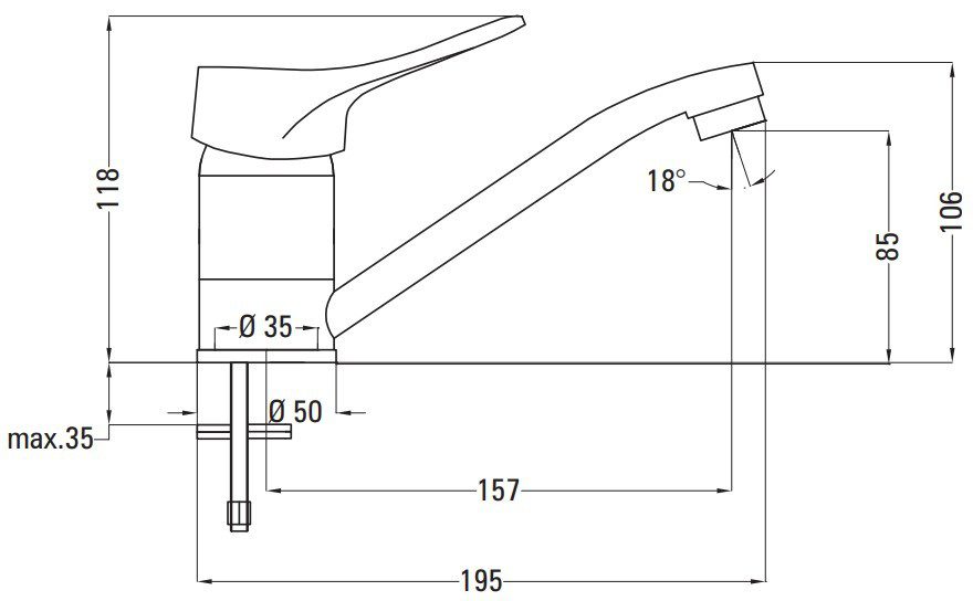 Смеситель для умывальника DEANTE VERO поворотный излив, BOW 026M — изображение 2