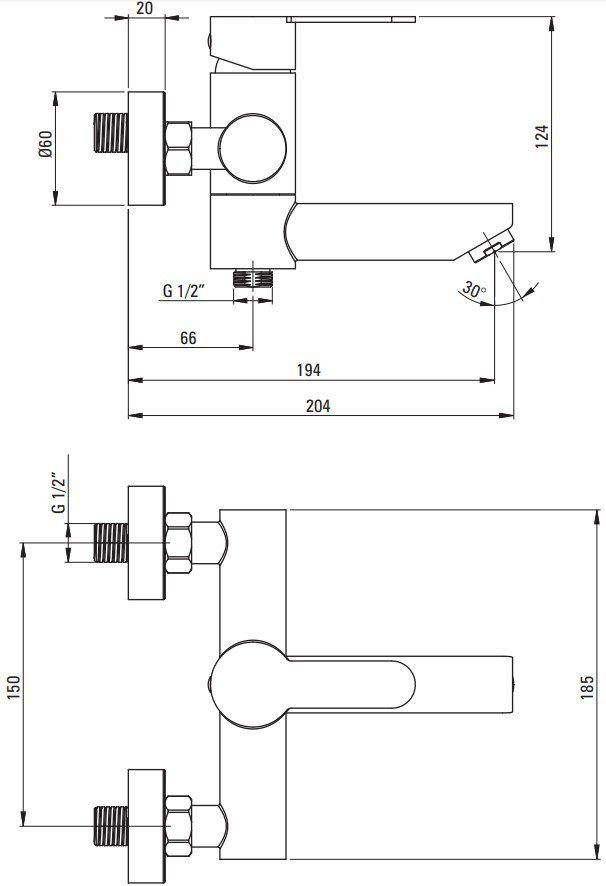 Смеситель для ванны DEANTE NEO LUPO, BLU F10M — изображение 3