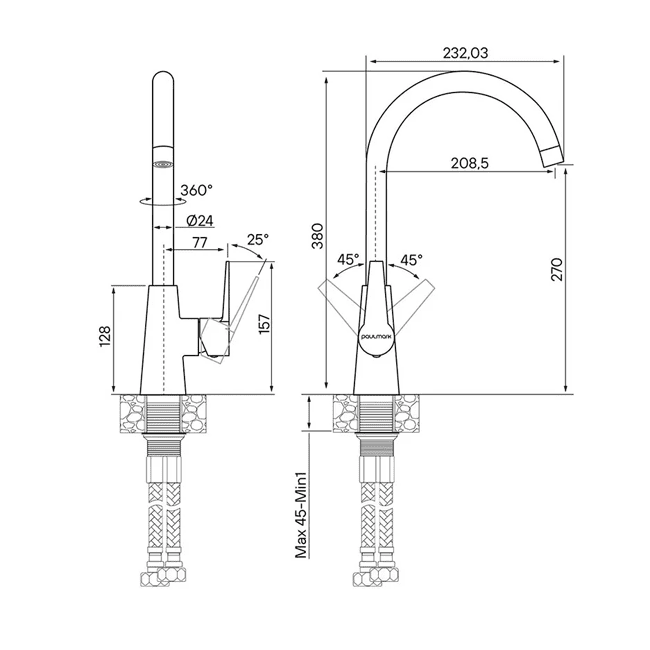 Смеситель для кухни PAULMARK HOLSTEIN, антрацит, Ho212065-401 — изображение 3