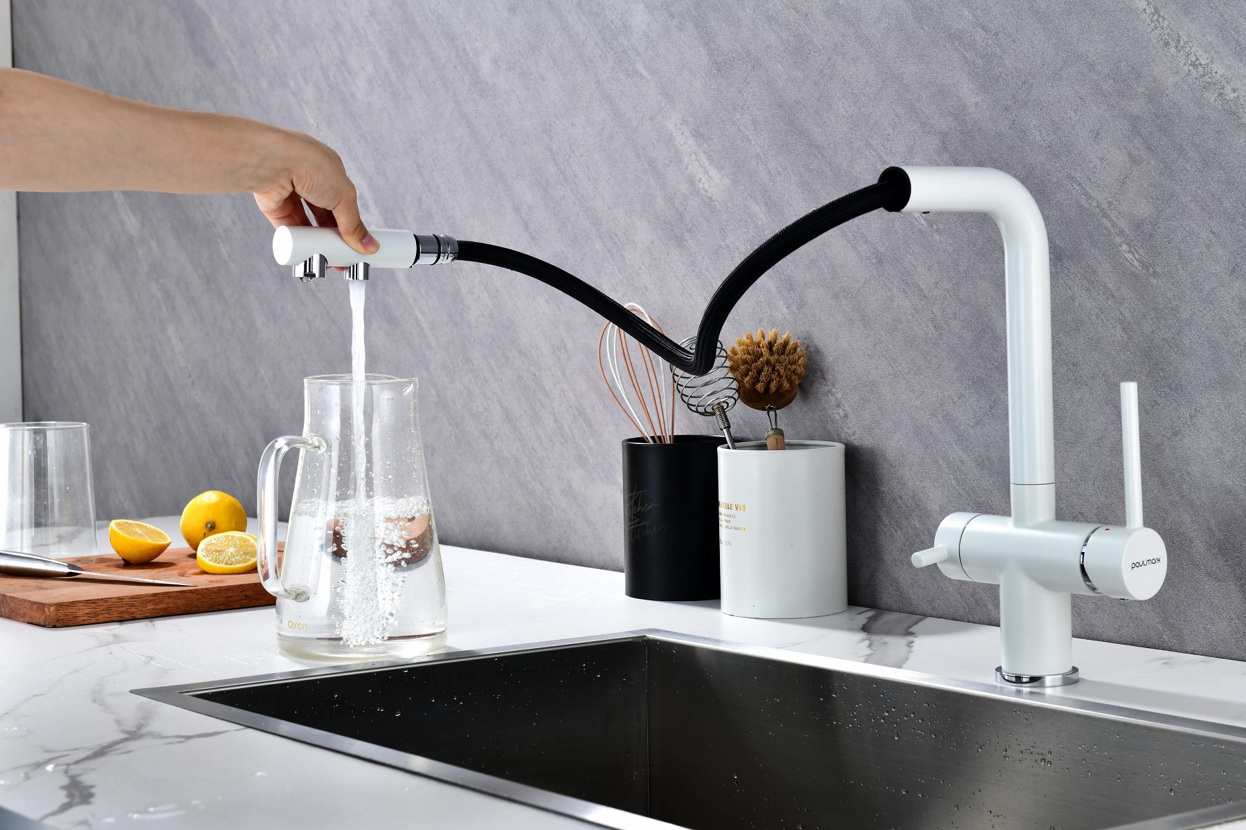 Смеситель для кухни под фильтр PAULMARK SERPENTINE, белый матовый, Se213222-431 — изображение 4