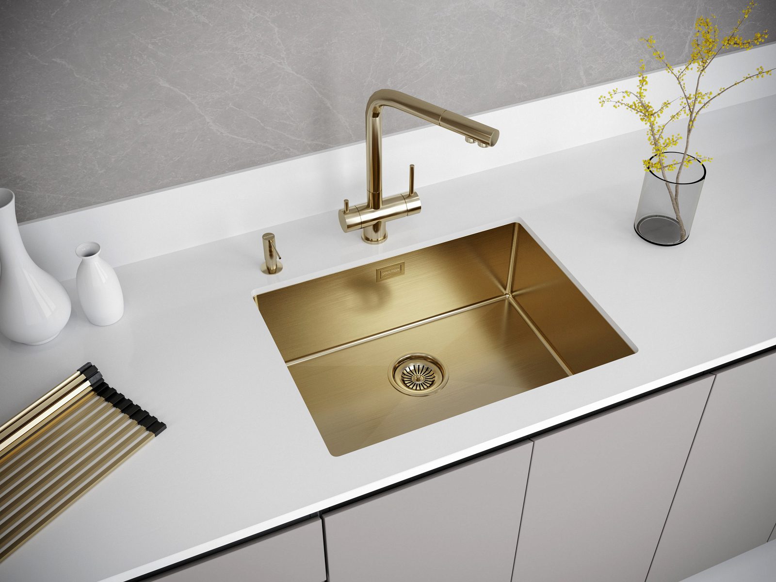 Кухонная мойка PAULMARK NEXT 58 UNI, PM215844-BG, брашированное золото, 580х440мм — изображение 5