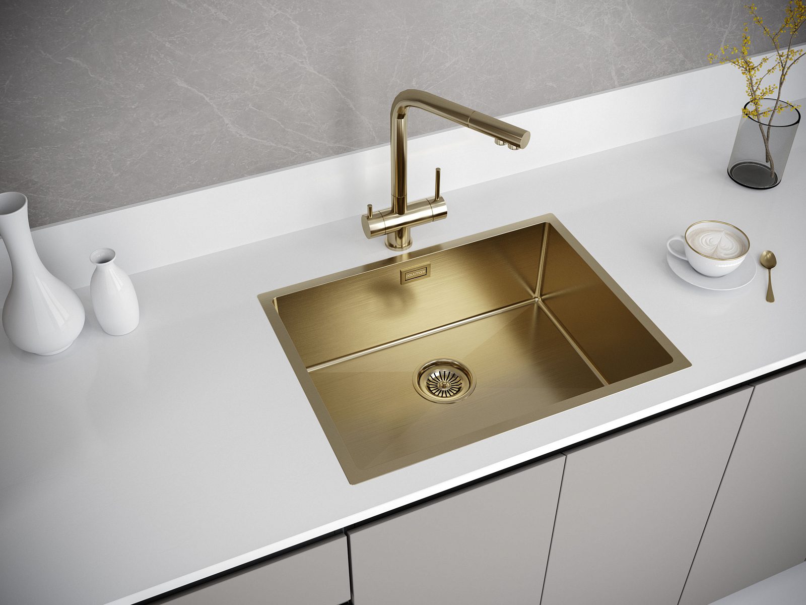 Кухонная мойка PAULMARK NEXT 58 UNI, PM215844-BG, брашированное золото, 580х440мм — изображение 4