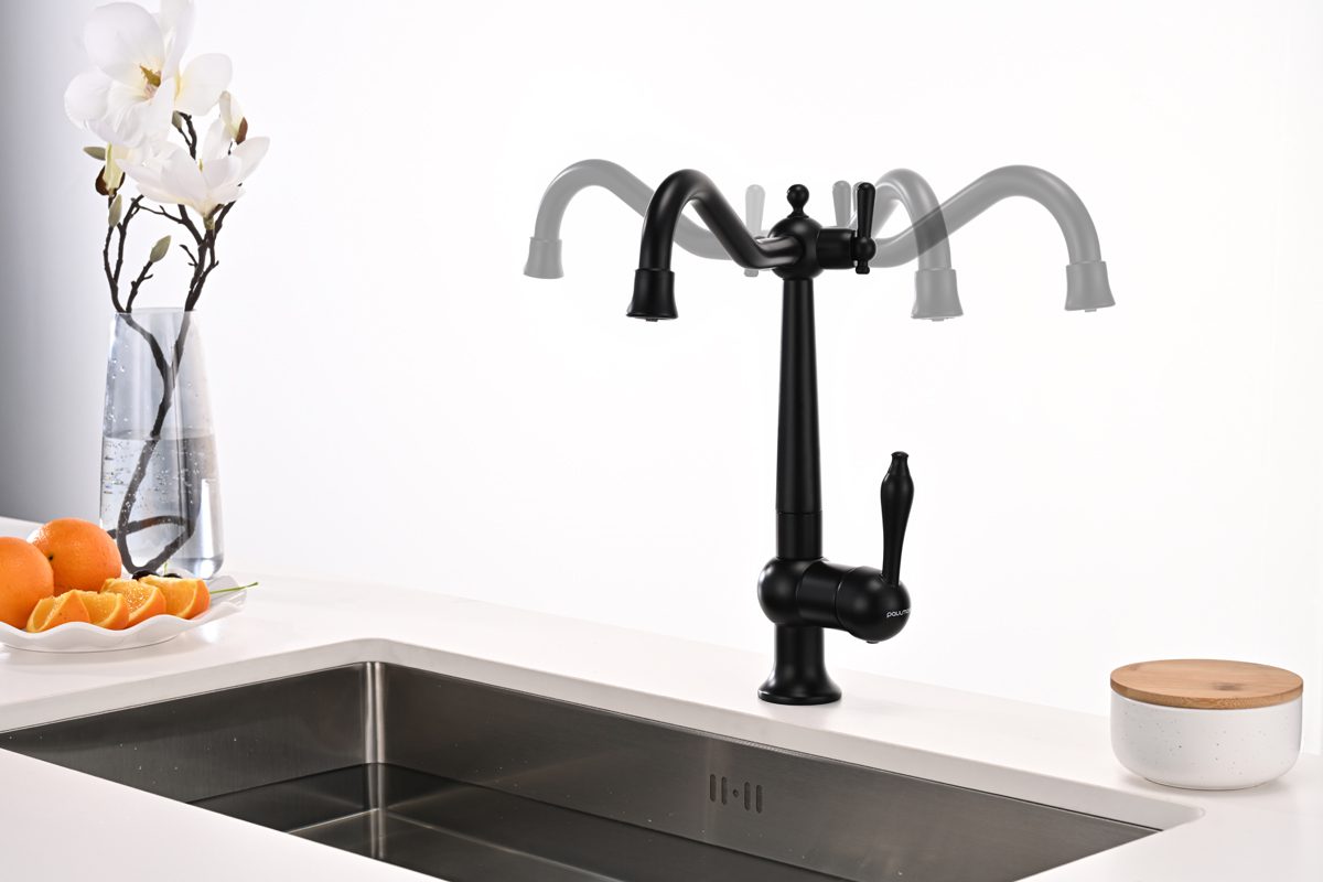 Смеситель для кухни под фильтр PAULMARK RETRO, антрацит, Re213226-401 — изображение 7