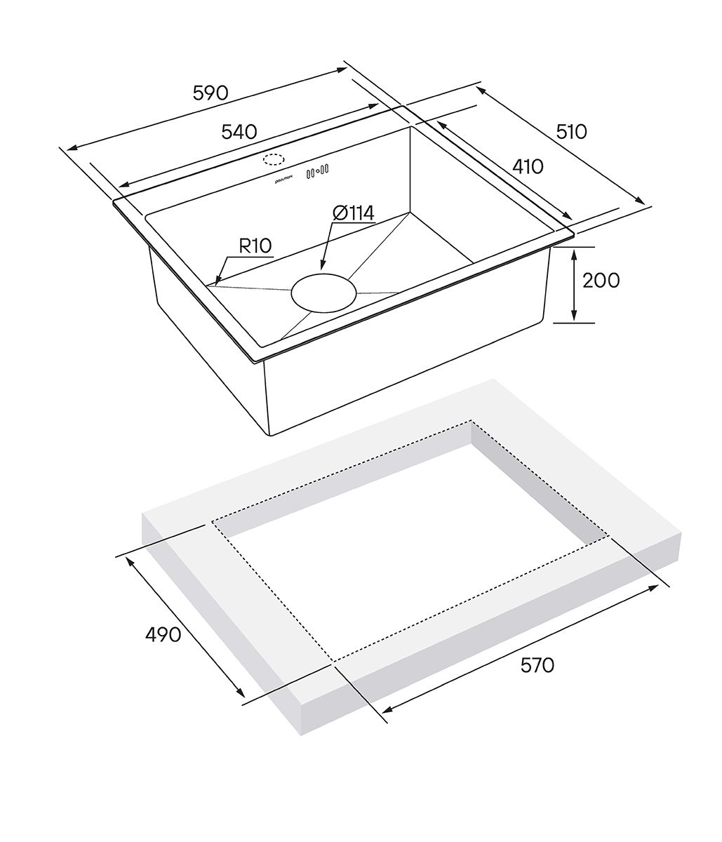 Кухонная мойка PAULMARK KRONER 59, PM215951-BG, брашированное золото, 590х510мм — изображение 4