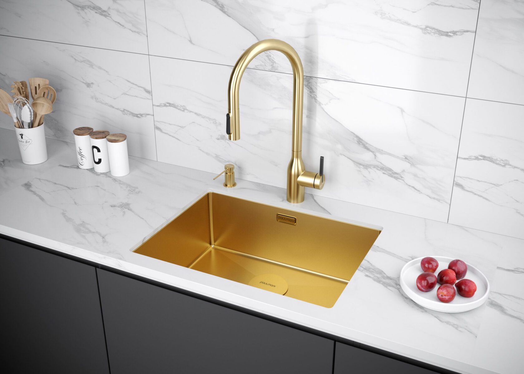 Кухонная мойка PAULMARK NEXT 58 UNI, PM215844-BG, брашированное золото, 580х440мм — изображение 3
