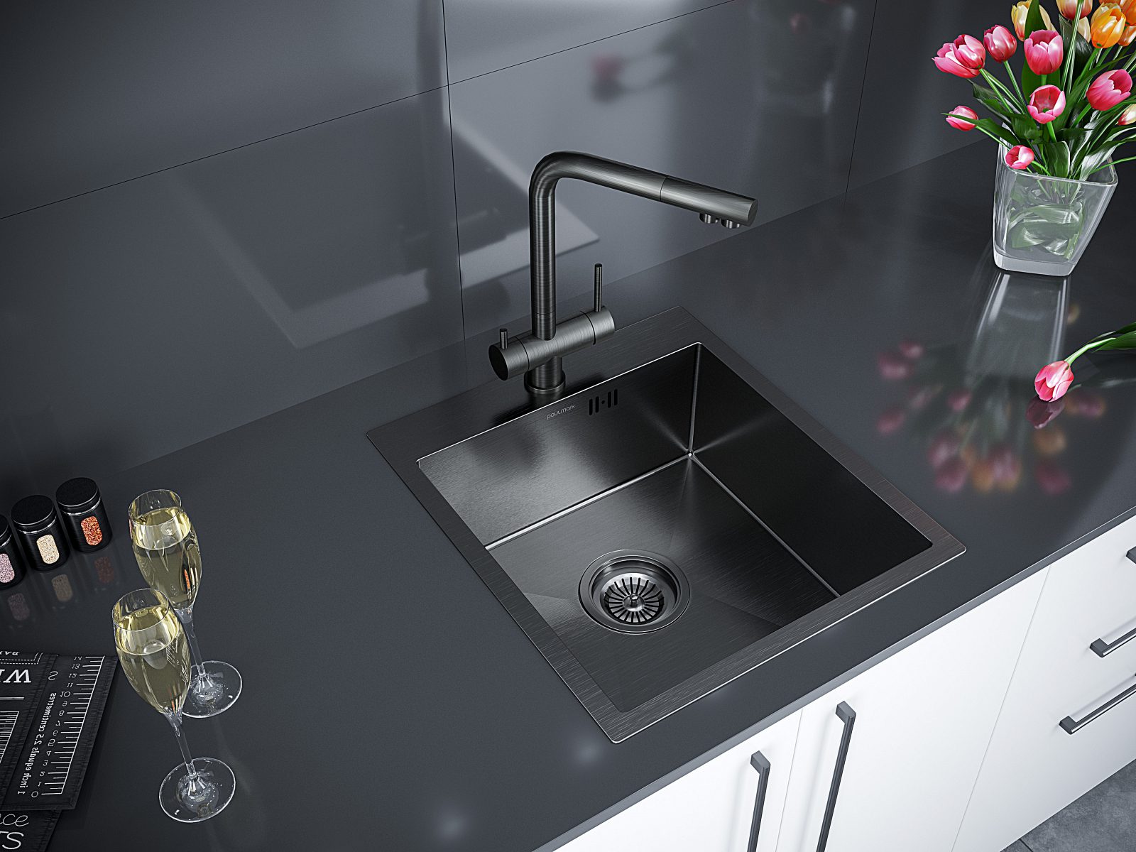 Кухонная мойка PAULMARK KRONER 45, PM214551-GM, вороненая сталь, 450х510мм — изображение 3