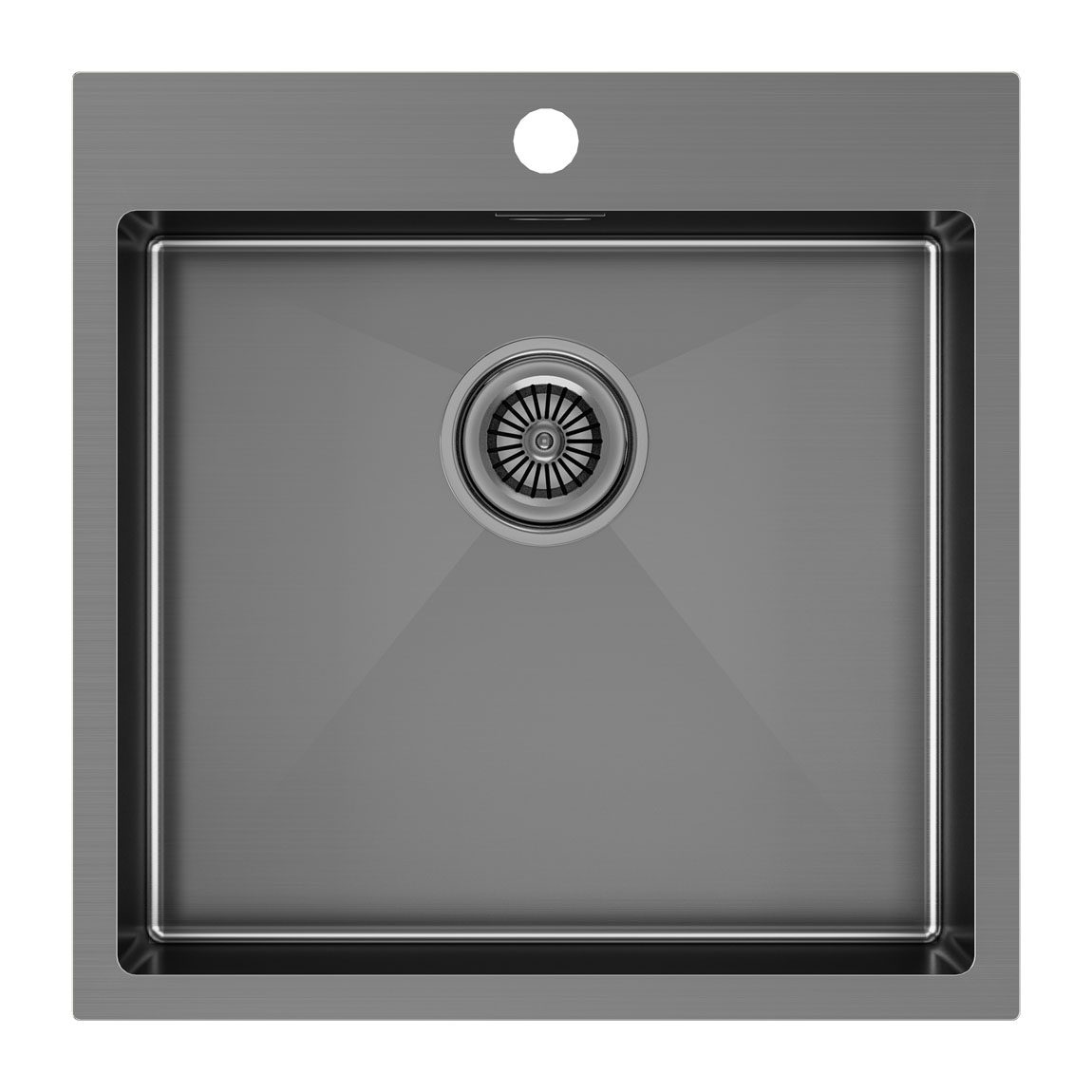 Кухонная мойка PAULMARK KRONER 51, PM215151-GM, вороненая сталь, 510х510мм