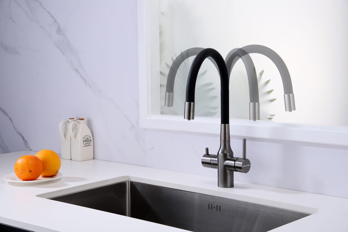 Смеситель для кухни под фильтр PAULMARK SALIX, вороненая сталь, Sa213419-GM — изображение 5