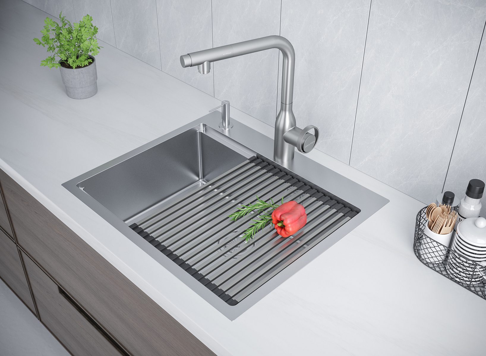 Кухонная мойка PAULMARK KRONER-PRO 59, PM705951-BS, брашированная сталь, 590х510мм — изображение 4
