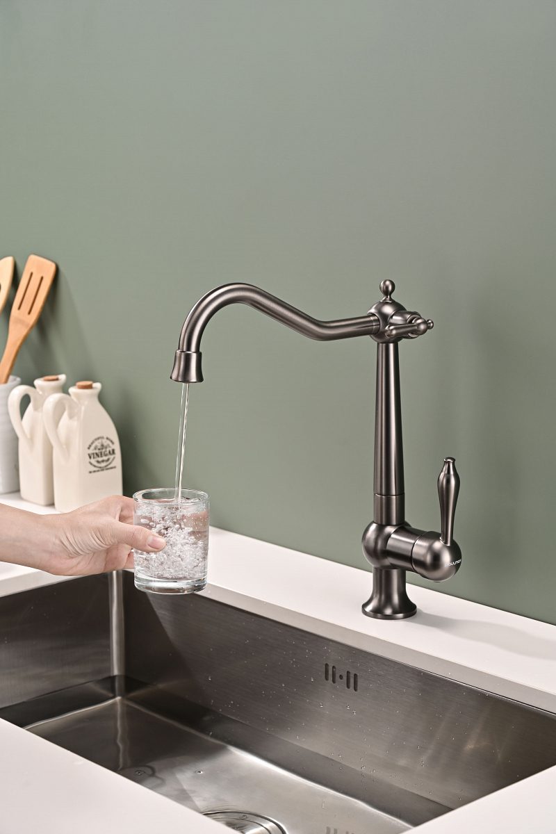 Смеситель для кухни под фильтр PAULMARK RETRO, вороненая сталь, Re213226-GM — изображение 3