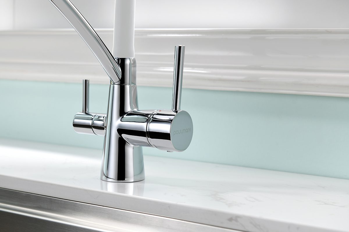 Смеситель для кухни под фильтр PAULMARK SIEGEN, хром, белый излив, Si213111-CRw — изображение 2