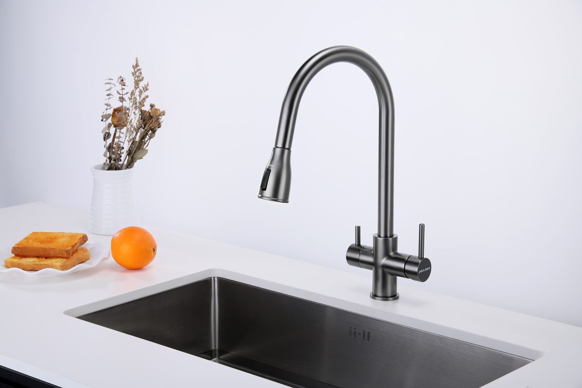 Смеситель для кухни под фильтр PAULMARK LANGE, вороненая сталь, La214212-GM — изображение 2