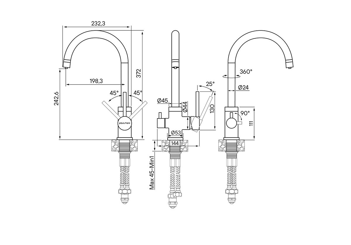 Смеситель для кухни под фильтр PAULMARK ESSEN, никель, Es213211-NI — изображение 9
