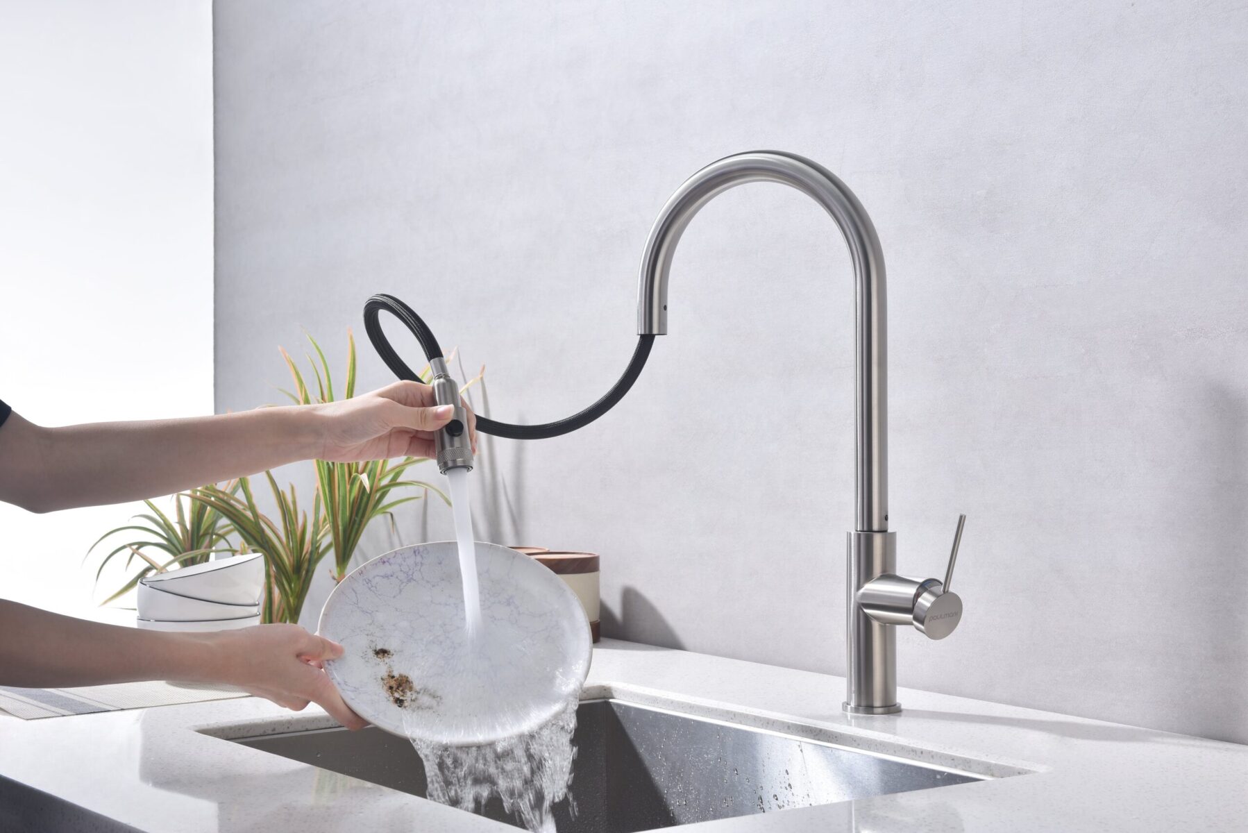 Смеситель для кухни под фильтр PAULMARK GALANT, брашированная сталь , Ga213077-BS — изображение 4