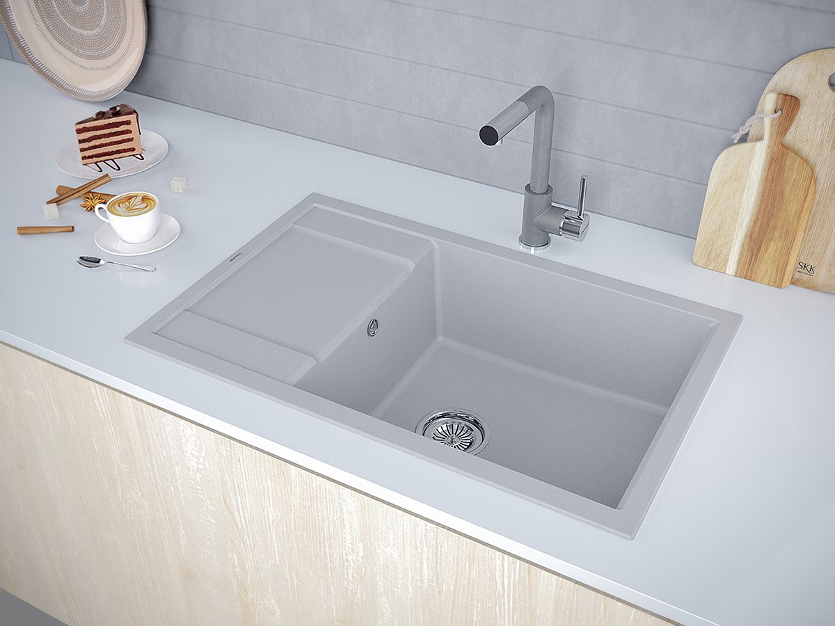 Кухонная мойка PAULMARK FLUGEN 60, PM317850-GRM, серый металлик, 780х500 мм — изображение 3