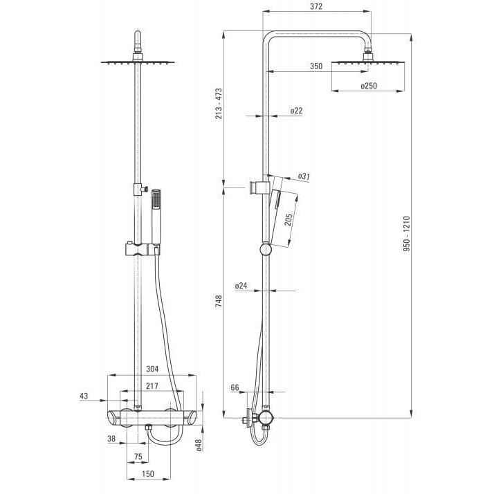 Душевая система с термостатическим смесителем DEANTE ARNIKA ZLOTO NAC R1QK — изображение 9