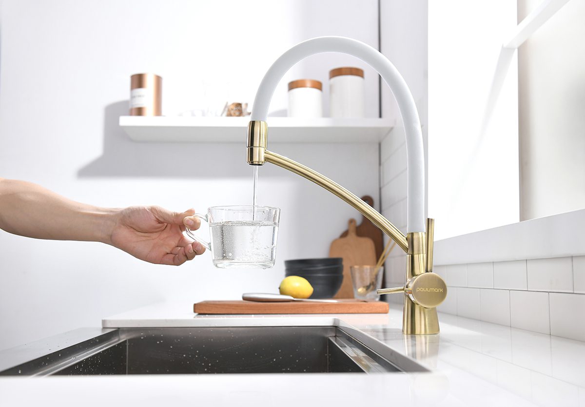 Смеситель для кухни под фильтр PAULMARK SIEGEN, бронза, белый излив, Si213111-BRw — изображение 4