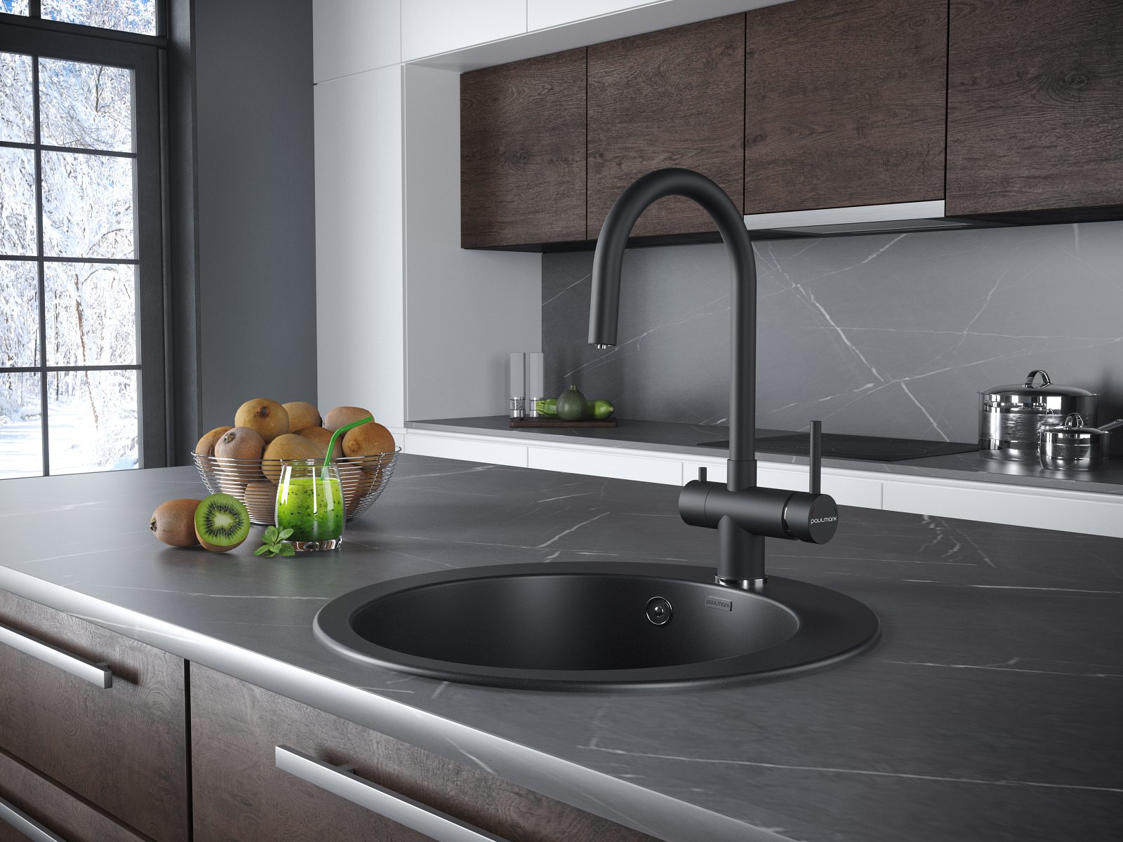 Смеситель для кухни под фильтр PAULMARK HELLER, антрацит, He213218-401 — изображение 2
