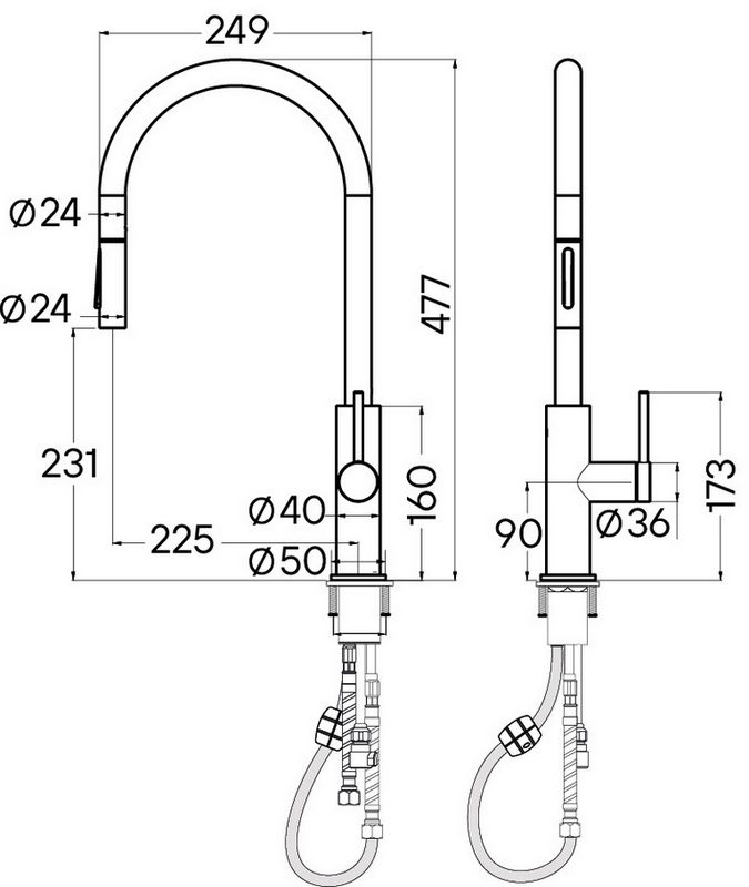 Смеситель для кухни с выдвижным изливом PAULMARK SENSO, антрацит, Se215180-AN — изображение 10