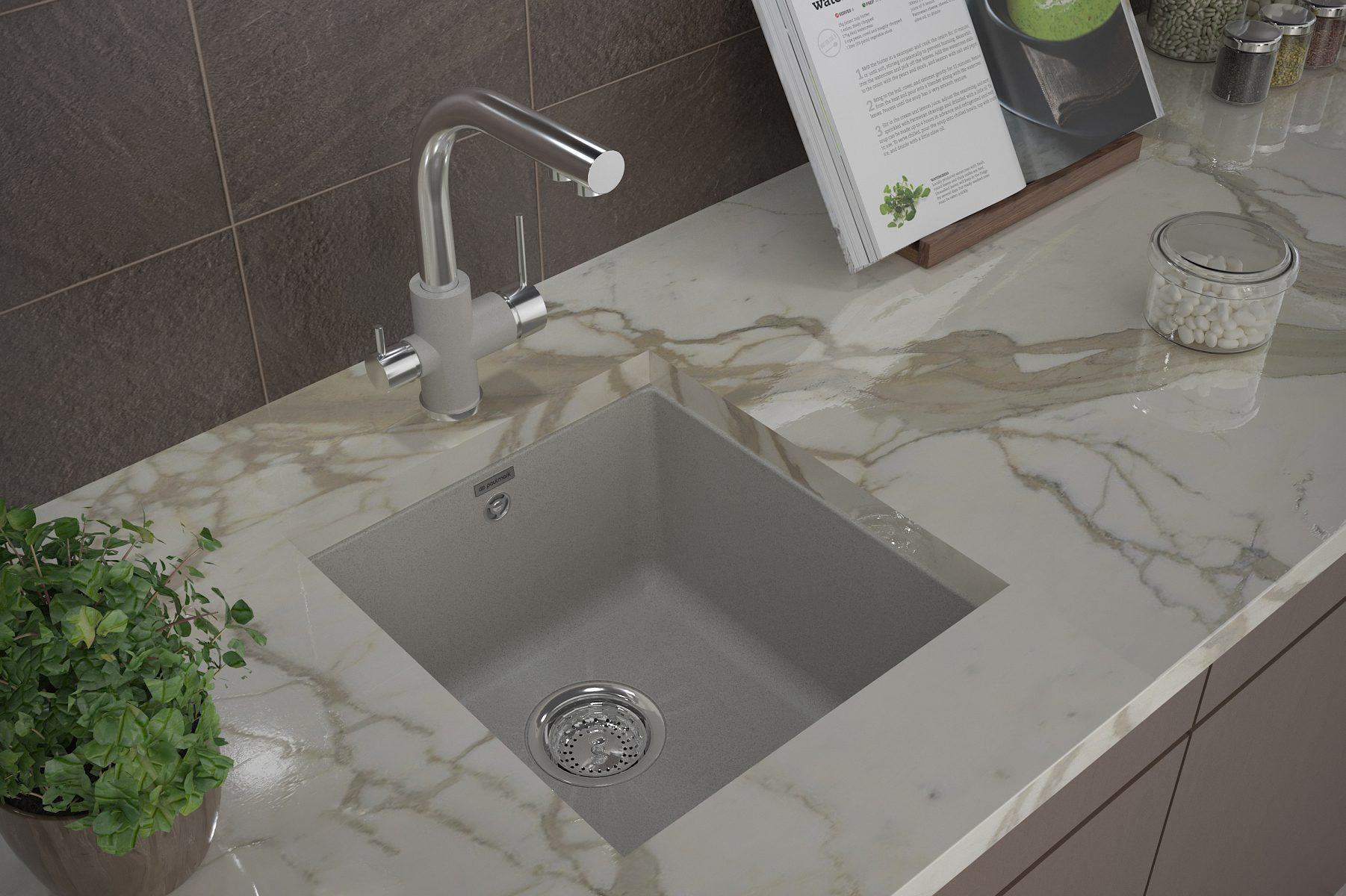 Кухонная мойка PAULMARK GERA 50, PM104546-GR, серый, 450х460 мм — изображение 3